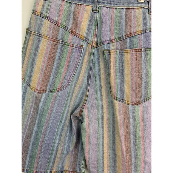 Vintage 80s 90s  Styles to Go Sz 11/12 Denim Shorts High Waist Stripe - Picture 4 of 5